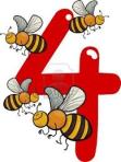 the number four with bees